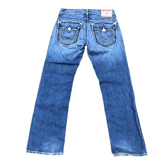 TRUE Religion Jeans Size 34 RICKY GIANT BIG T Blue - Picture 3 of 8